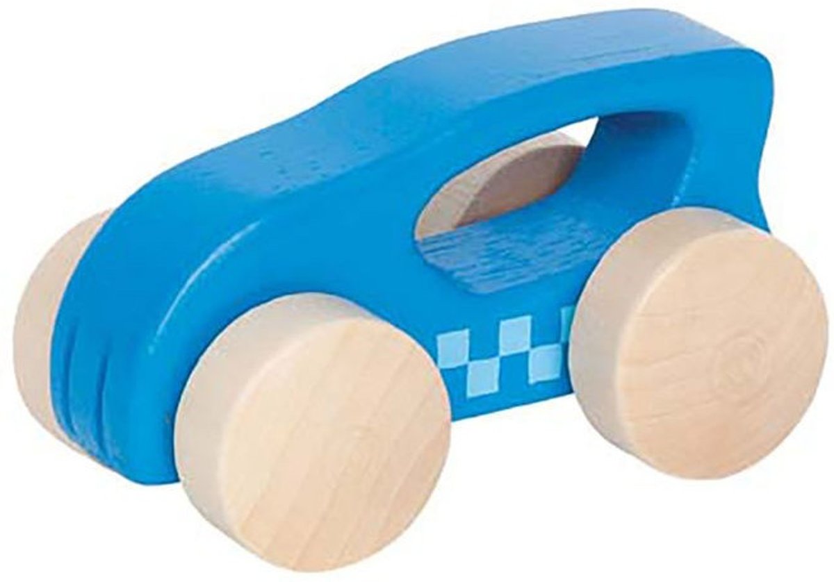 Hape Houten Raceauto 10 Cm Blauw