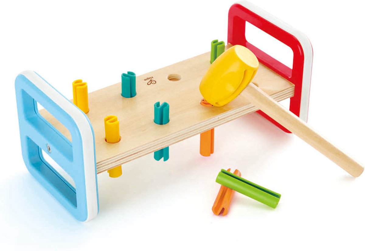 Hape houten regenboog hamerbank