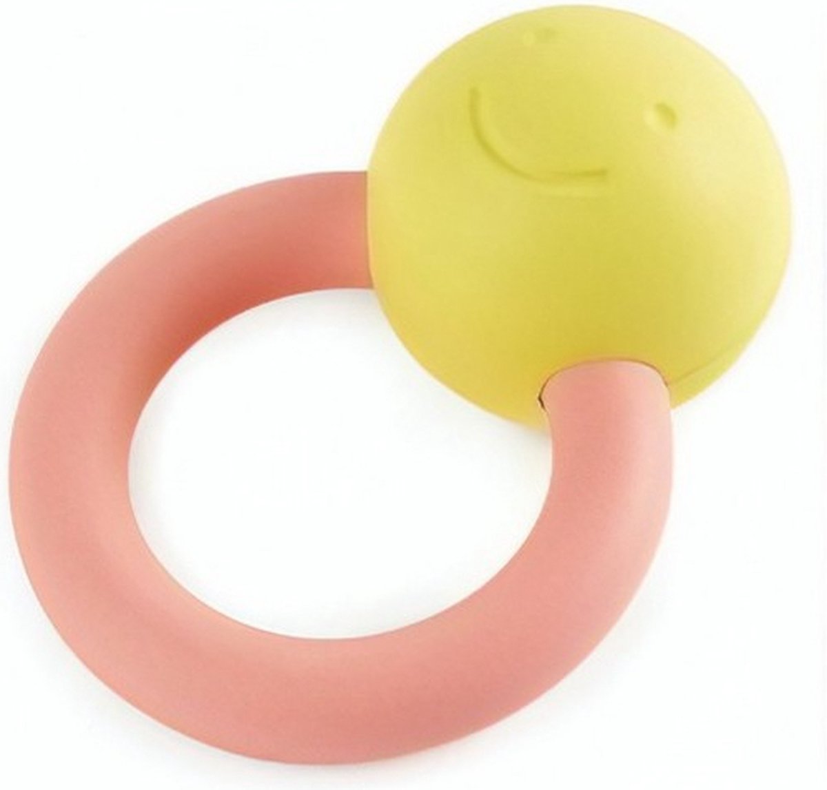 babyring rammelaar 10 cm geel/roze