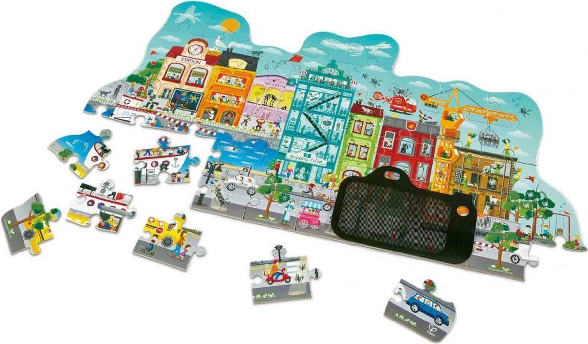 vloerpuzzel City junior 83 cm hout 48-delig