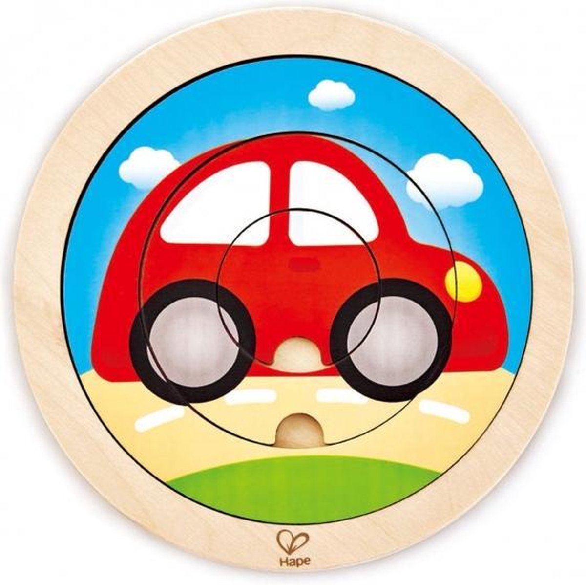 vormenpuzzel Spinning Transport junior 20 cm hout 4-delig