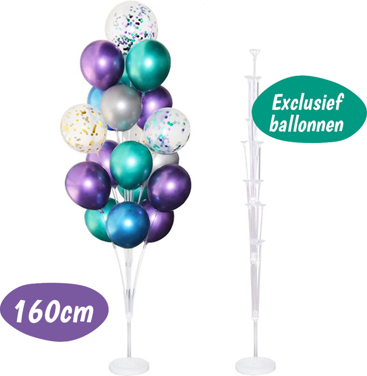 XL Ballonnen Standaard – Ballonnenpilaar – Ballonboom – Ballonpilaar – Ballonstandaard - Ballon Pilaar – Ballonnenboog – Ballonboog – Houder en Statief – Ballonstokjes – Huwelijk – Verjaardag – Feestje - 160 cm