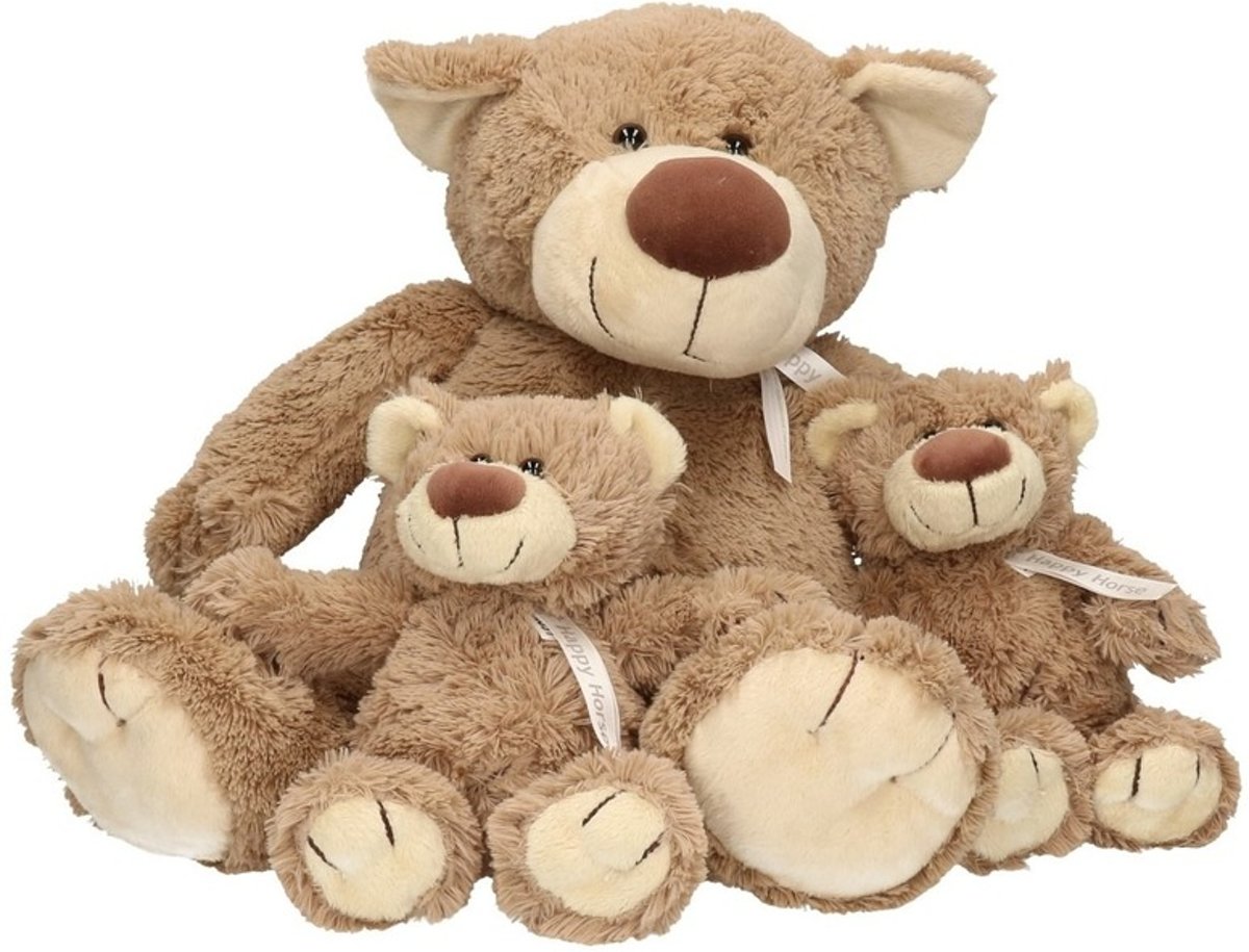 3x Pluche mama en kind Bella knuffelberen 40 en 22 cm knuffels speelgoed set - Happy Horse -  Beren bosdieren knuffels - Teddybeer speelgoed voor kinderen - Baby geboorte kraamcadeaus