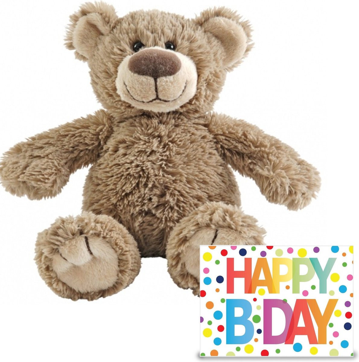 Happy Horse - Verjaardag cadeau knuffelbeer 40 cm met XL Happy Birthday wenskaart