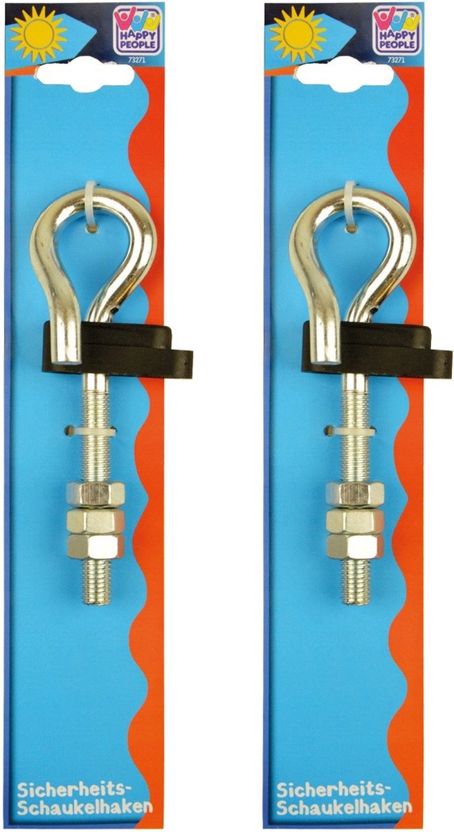   schommelhaak - 2x - zilver - staal - 16 cm - met moer