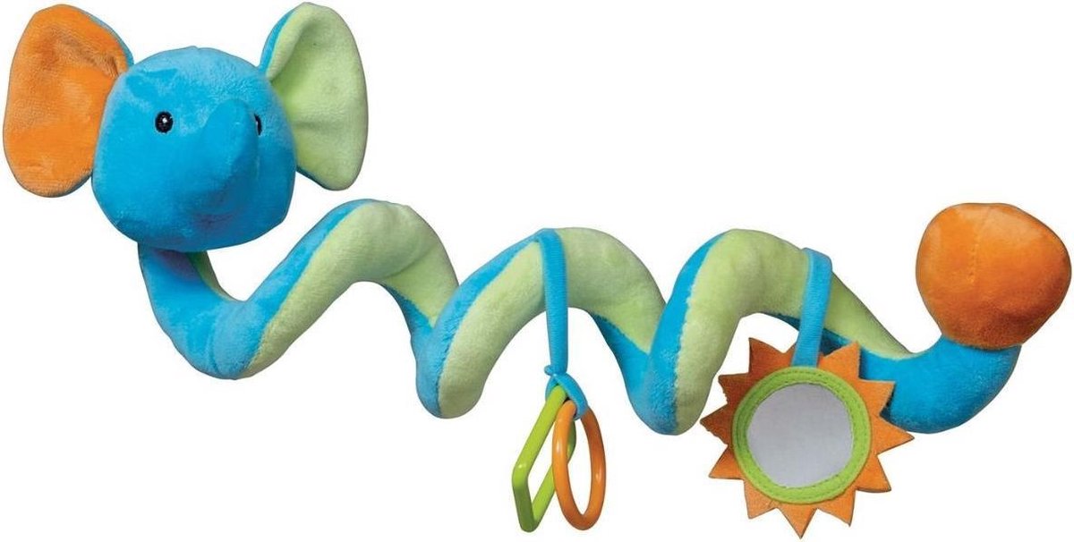 Pluche activiteitsspiraal 53cm Olifant - Rammelaar - Vanaf 0 maanden