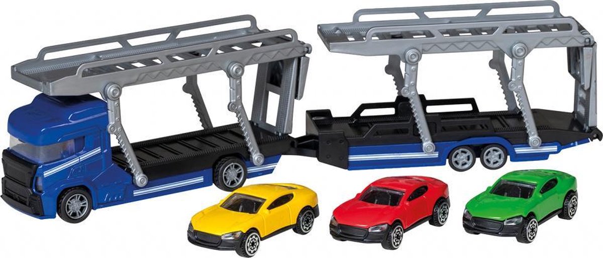 autotransporter Power Team 35 cm blauw 5-delig