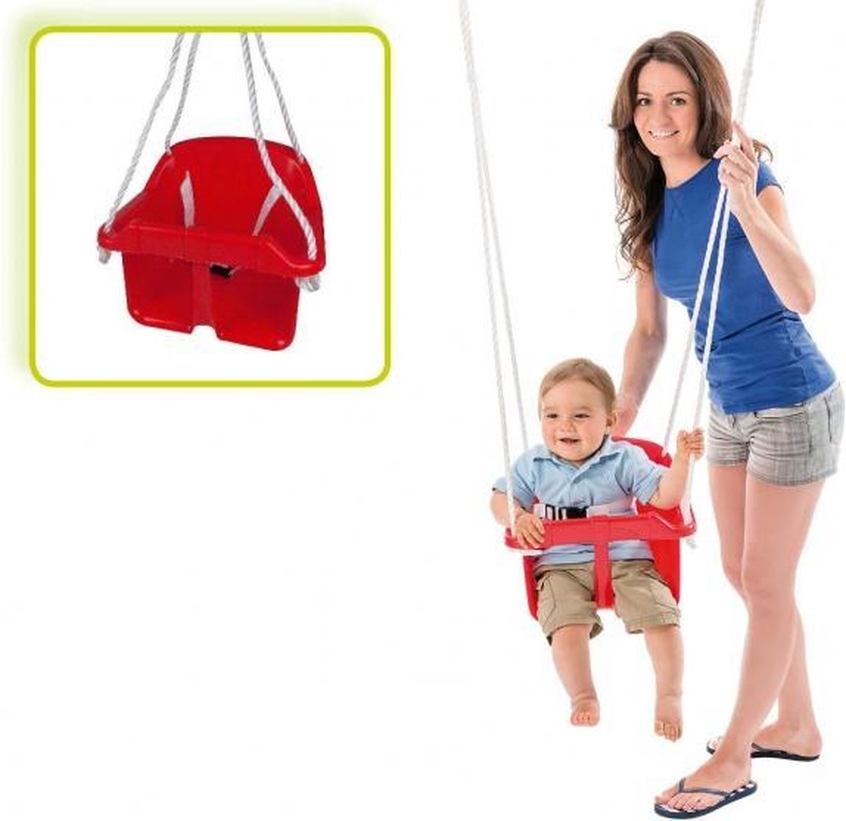 babyschommelzitje met touw 31 cm rood