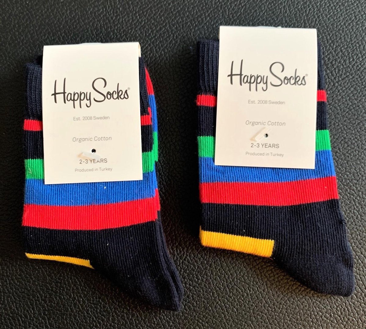 2 paar Happy socks, Kids 2 - 3 jaar in transparant doosje, meer kleurig gestreept