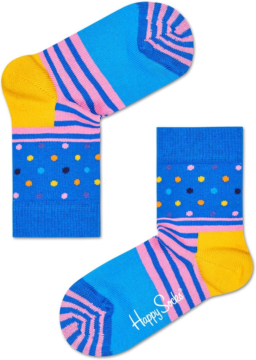 Happy Socks Sokken Kids Socks Stripe & Dot Blauw Maat:2-4 jaar