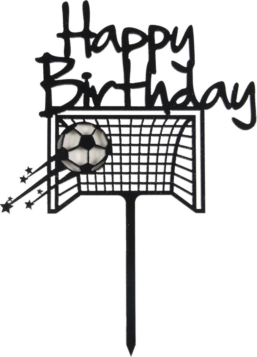 Happy Birthday - voetbaldoel - cake flags - taart vlag - taartversiering - taart topper - taart decoratie - decoratie topper