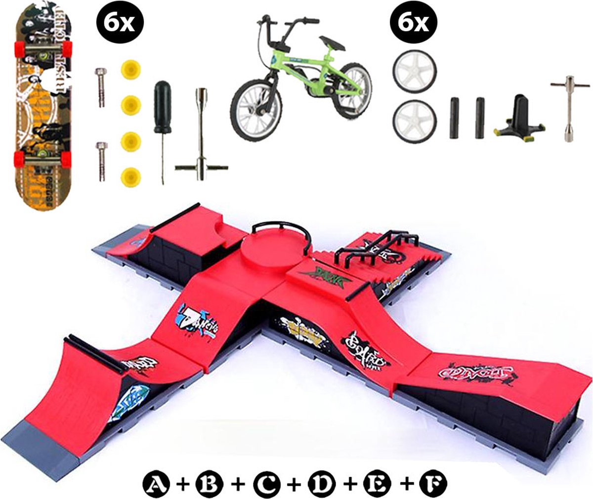 Happy Products - fingerboard skatepark MEGA set - vinger skateboard - mini skateboard ramp - finger bmx - speelgoed cadeau