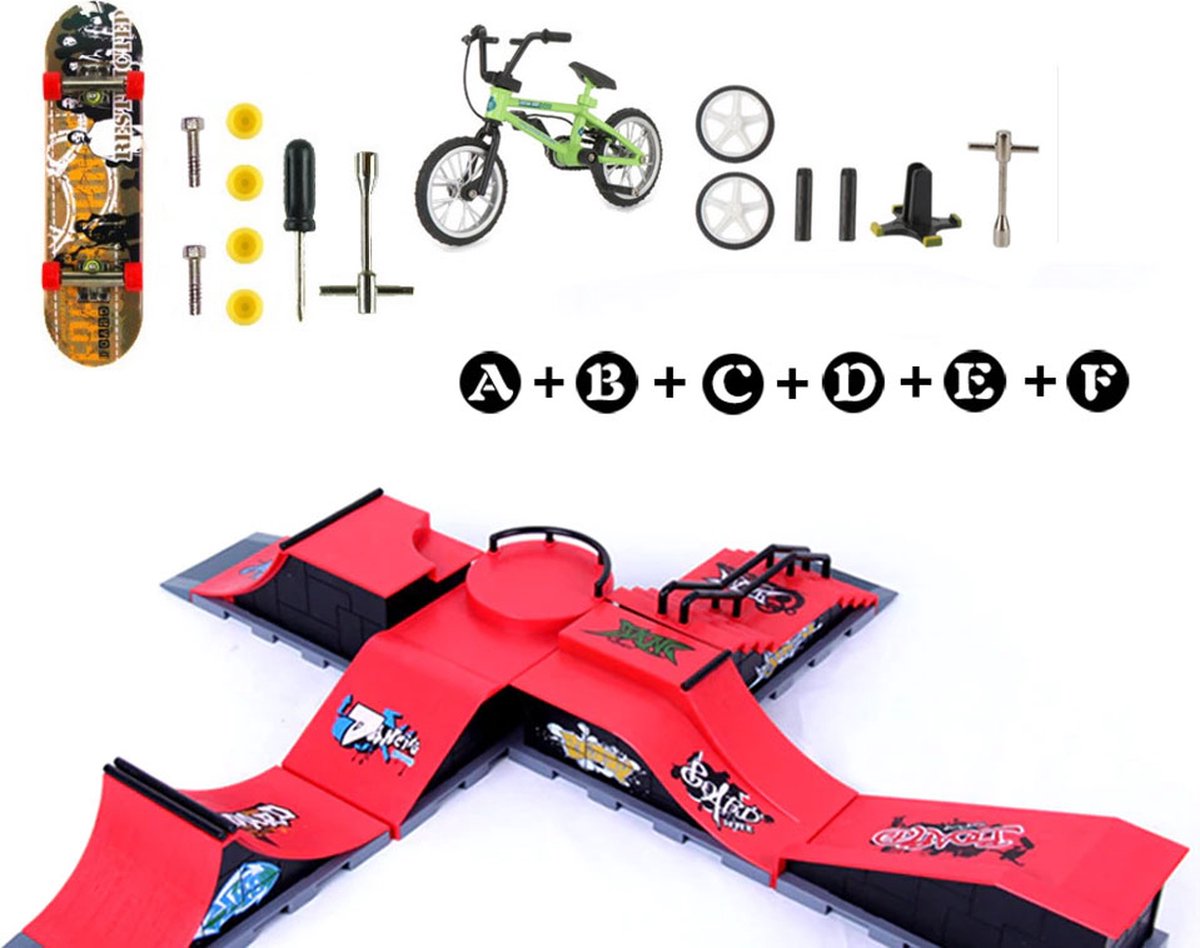 Happy Products - fingerboard skatepark set - vinger skateboard - mini skateboard ramp - finger bmx - speelgoed cadeau