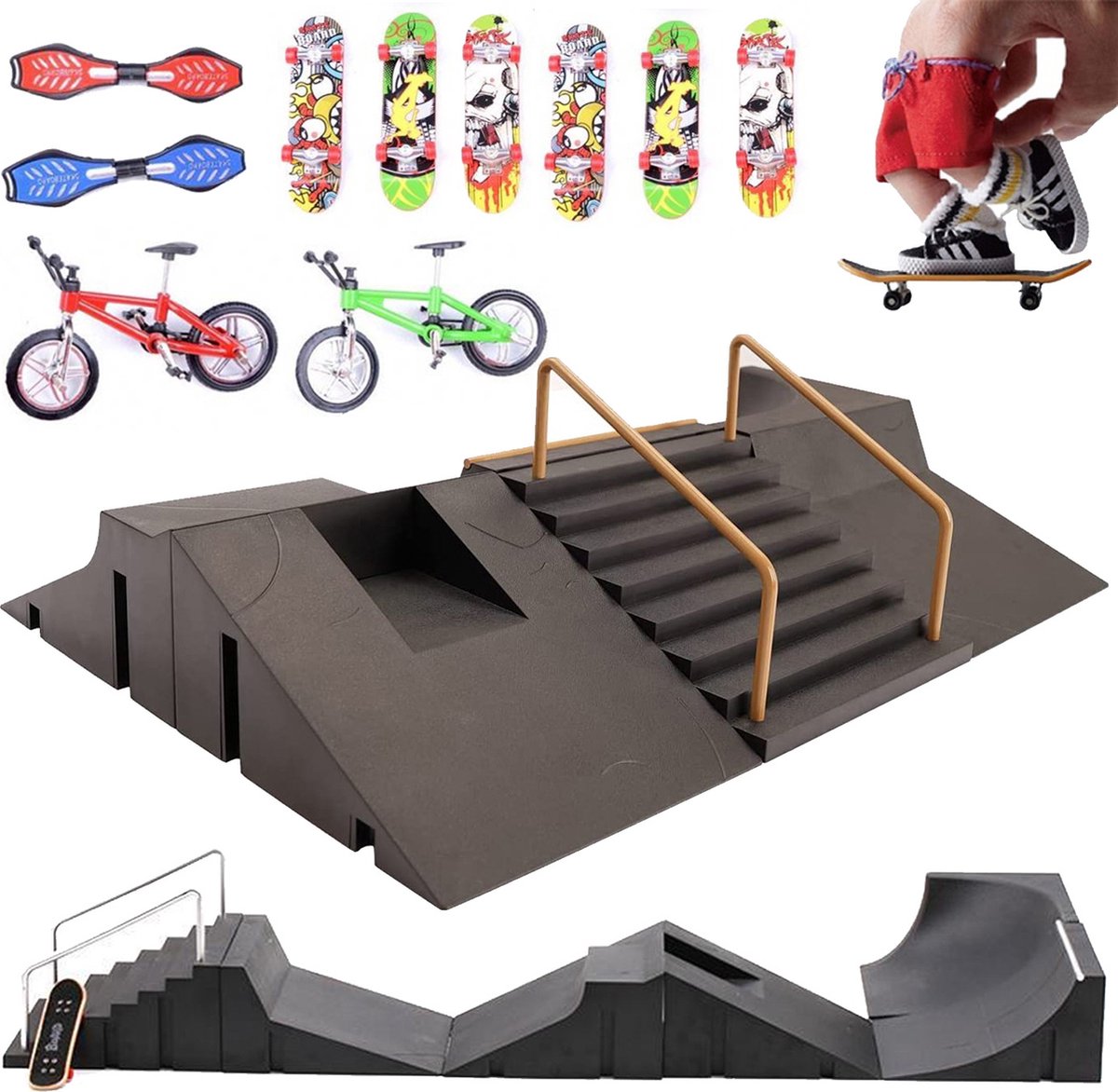 Happy Products  fingerboard skatepark groot - bmx - waveboard - 6 vinger skateboards - mini skateboard ramps - finger skateboards speelgoed cadeau