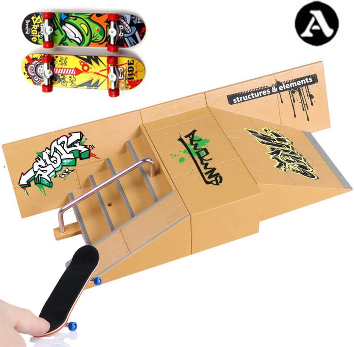 Happy products fingerboard skatepark (A) - finger skateboard - vinger skateboard - skate ramp - speelgoed cadeau