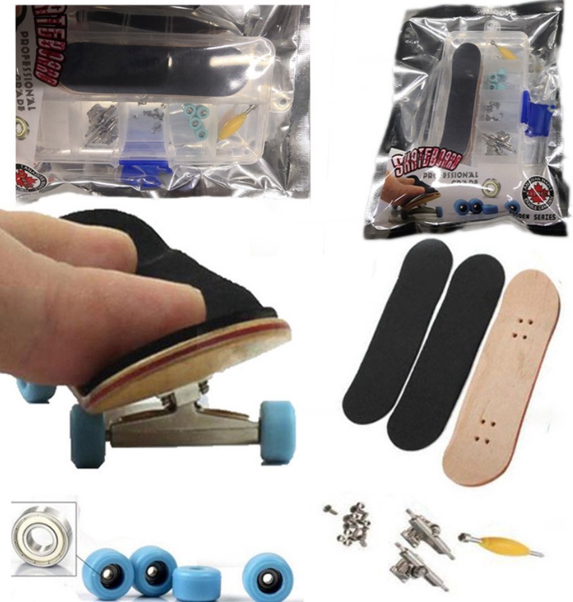 Happy products vinger skateboard speelgoed - fingerboard - mini skateboard - 1 stuks in opbergdoos