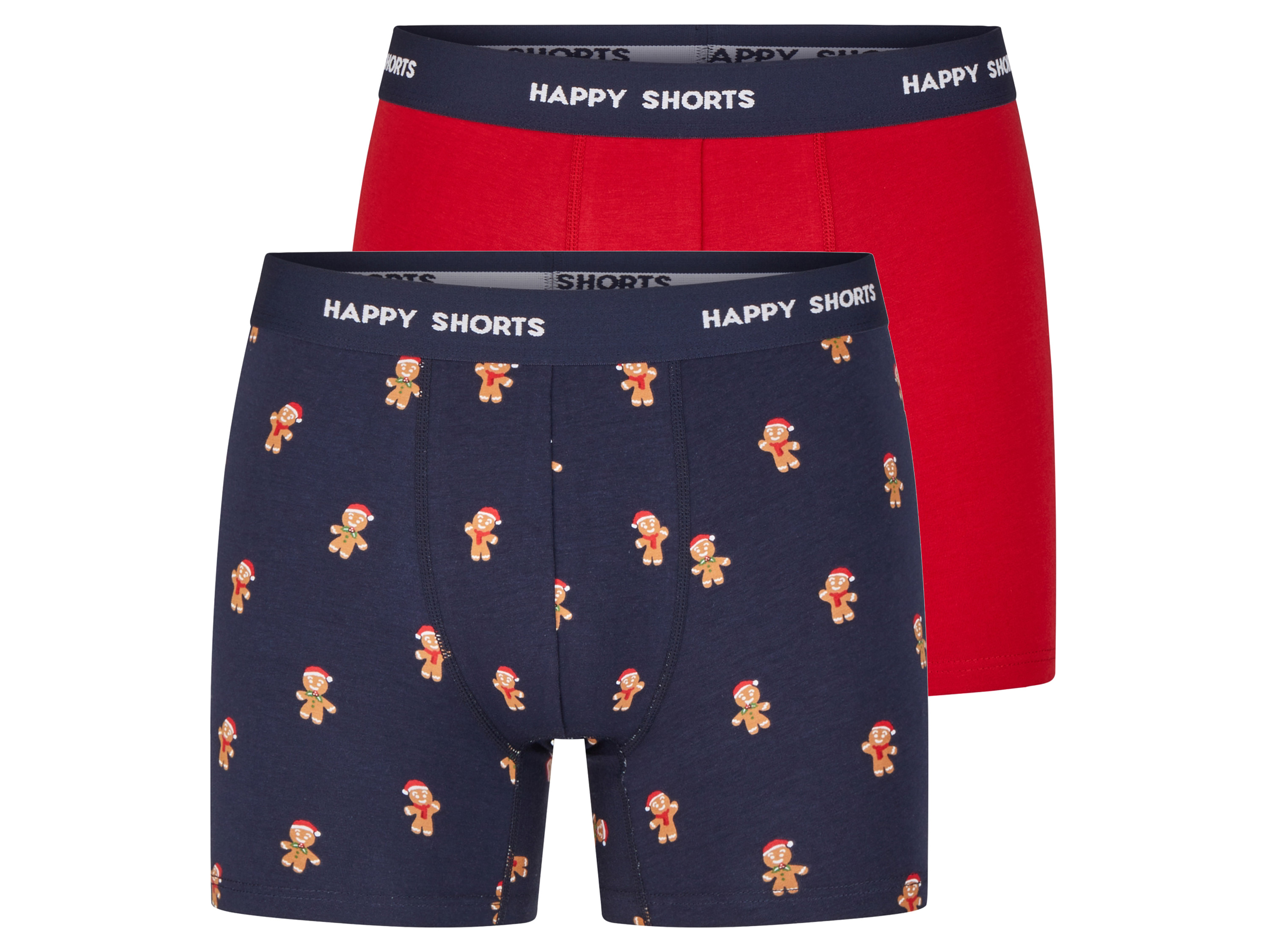 Happy Shorts 2 heren kerstboxers (Gingerbread man, L)