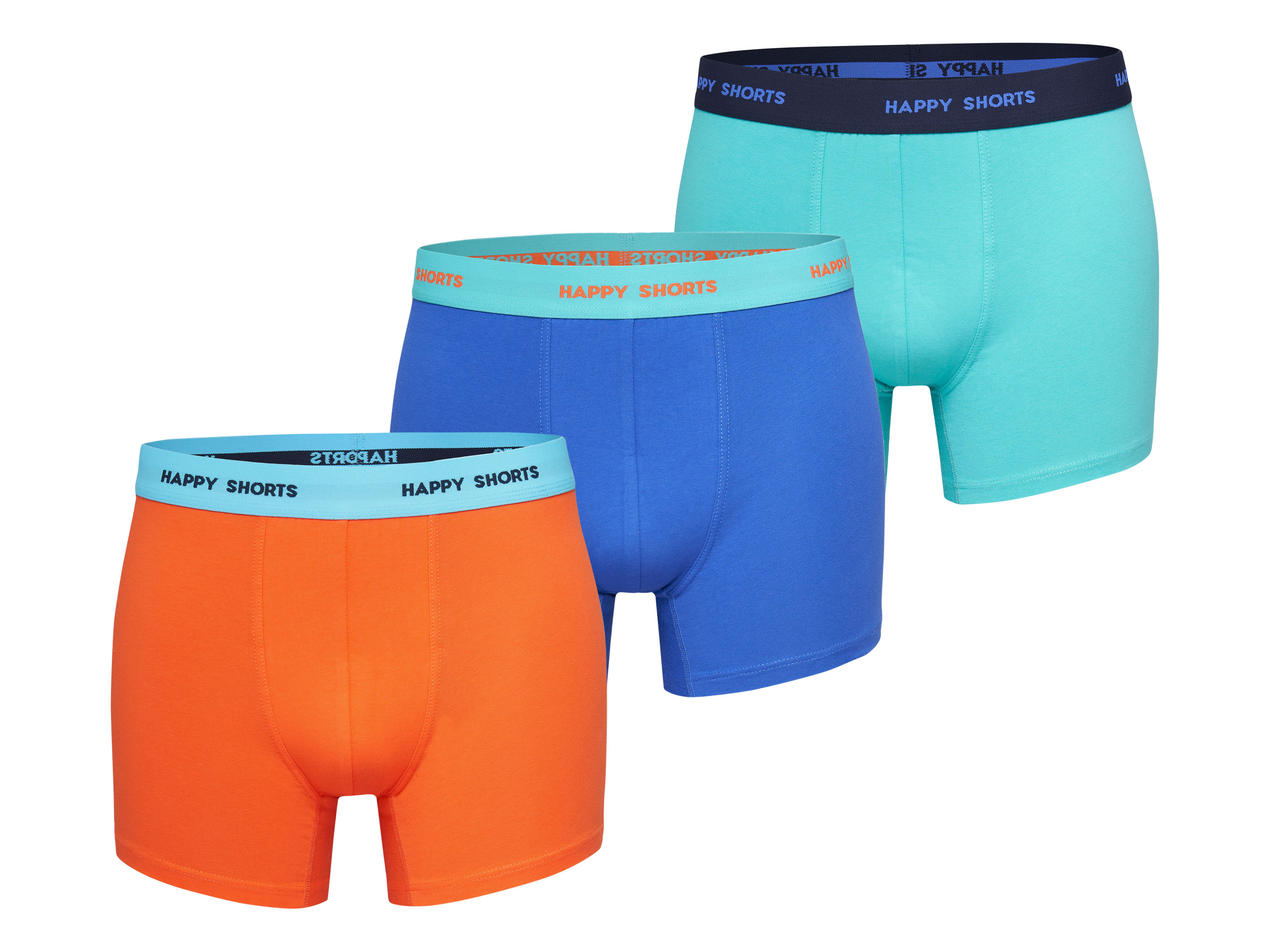 Happy Shorts 3 stuks heren boxershorts (Oranje/blauw, L)