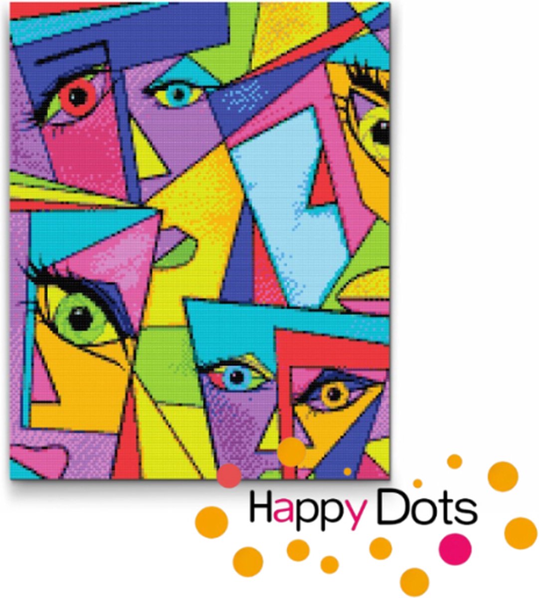 Diamond Painting Gezichten Abstract - 40x50cm - Ronde steentjes (HappyDots)