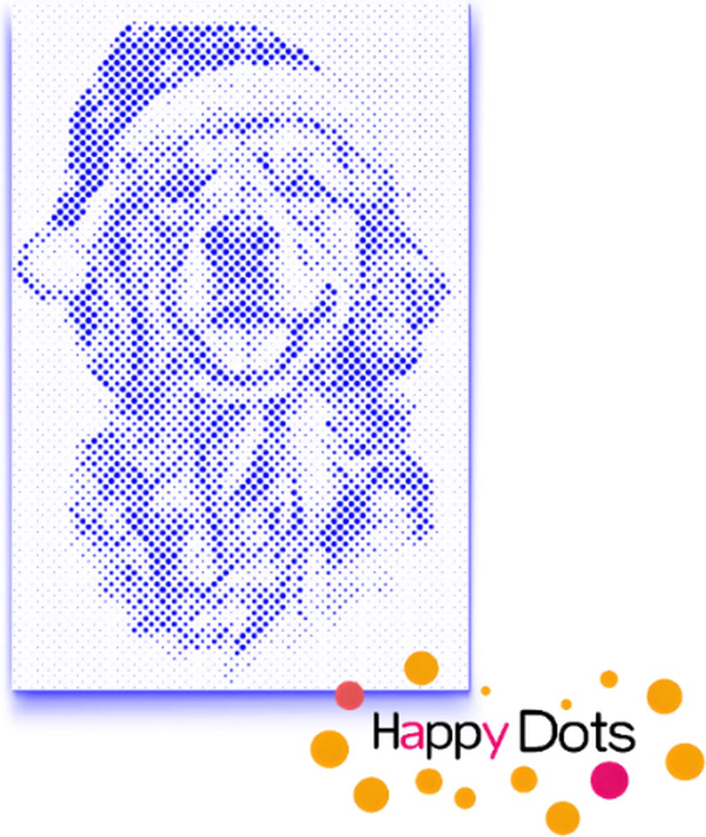 HappyDots DOT Painting Blije hond met Kerstmuts - Stippelschilderij 20x30cm