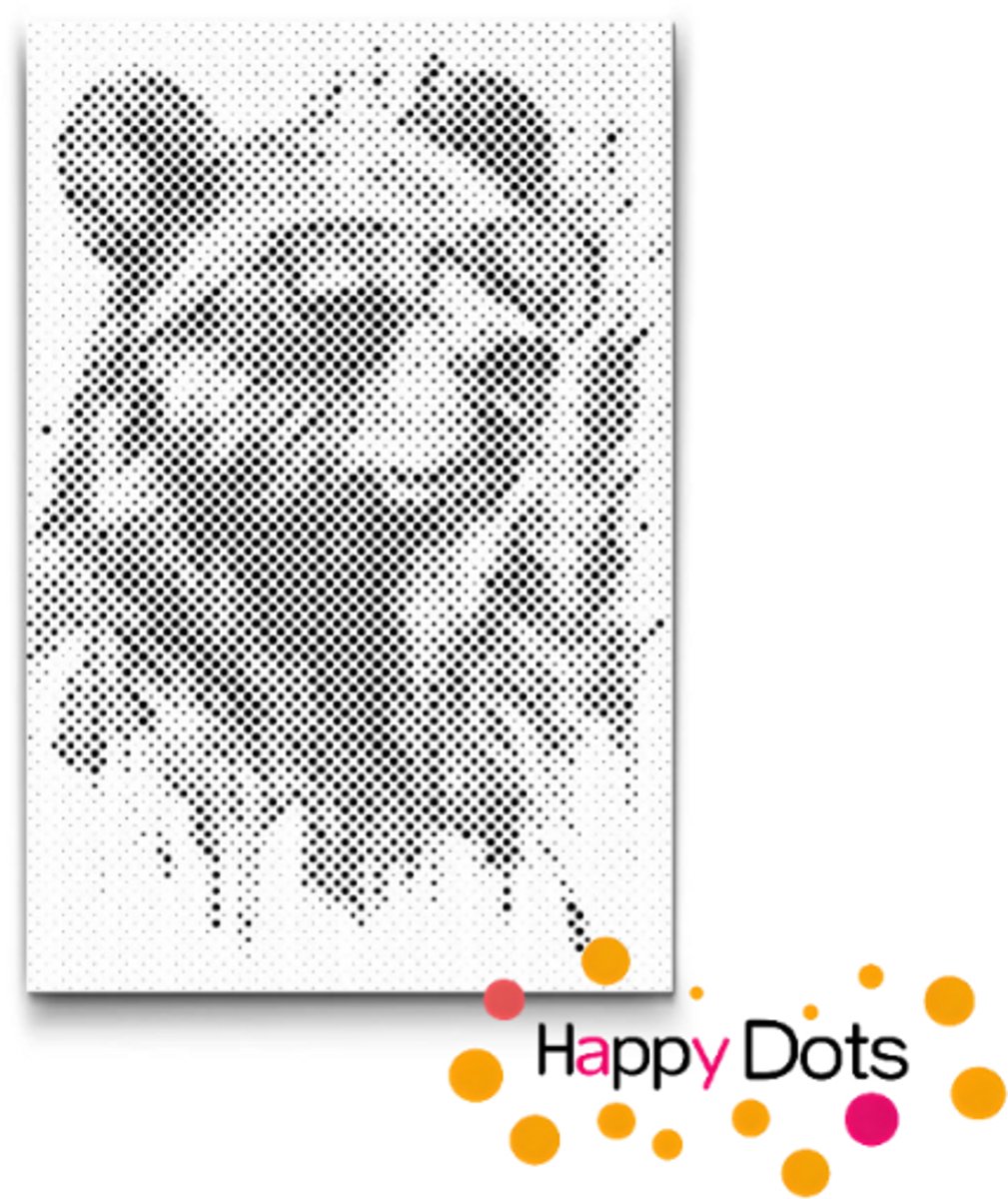 HappyDots DOT Painting Gekke dieren - Beer - 20x30cm