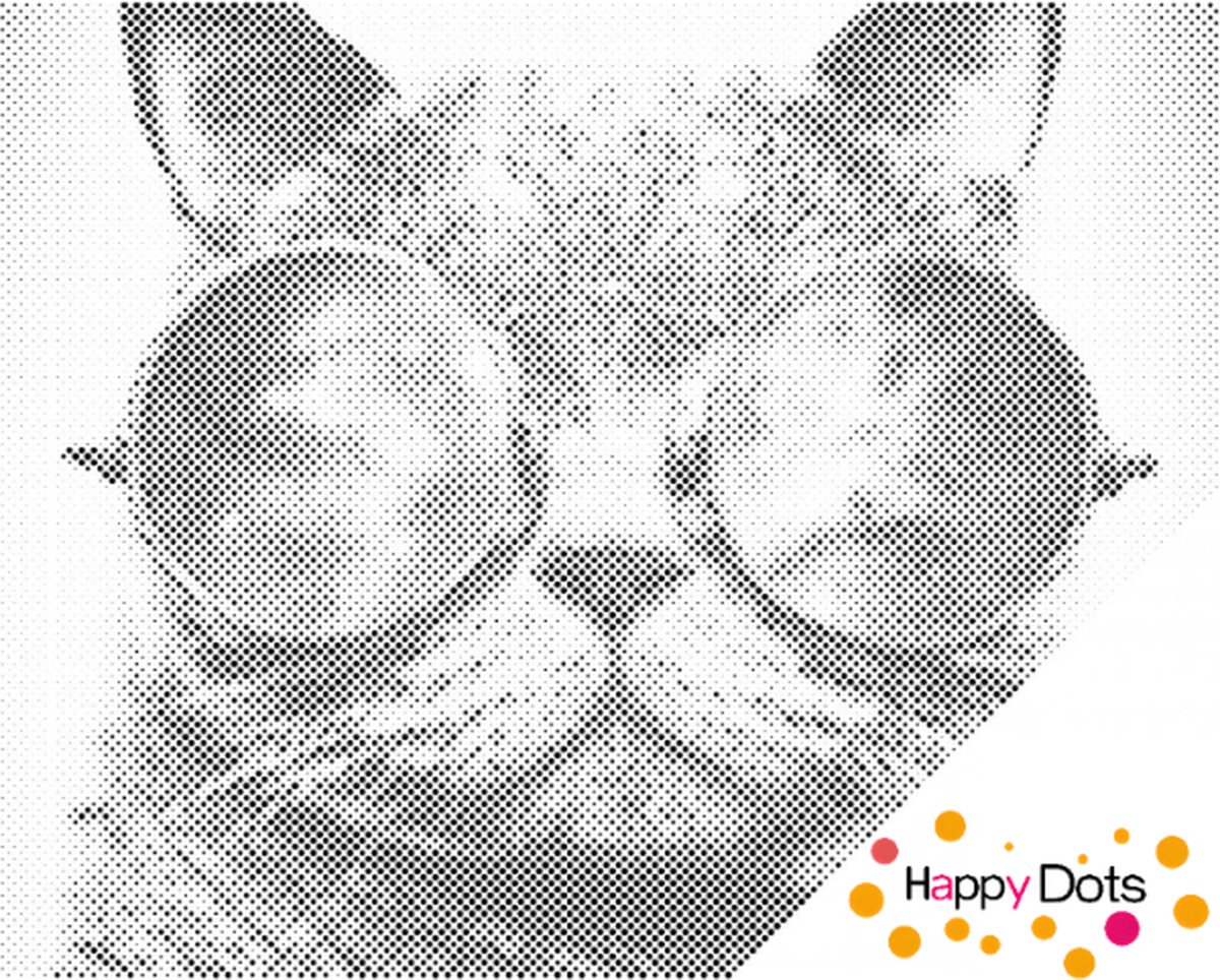 HappyDots DOT Painting Kat met zonnebril 30x40cm - Stippelschilderij