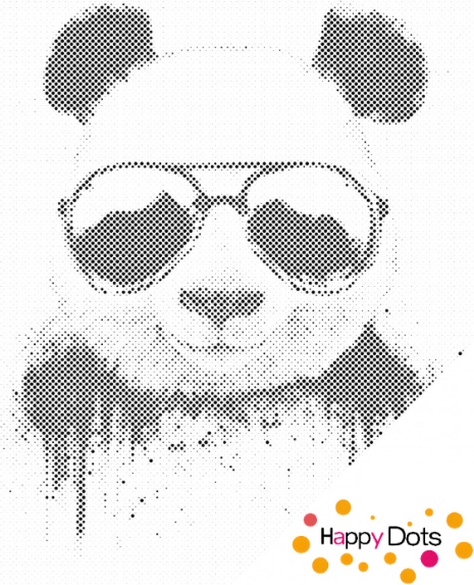 HappyDots DOT Painting Panda met zonnebril 40x50cm - Stippelschilderij