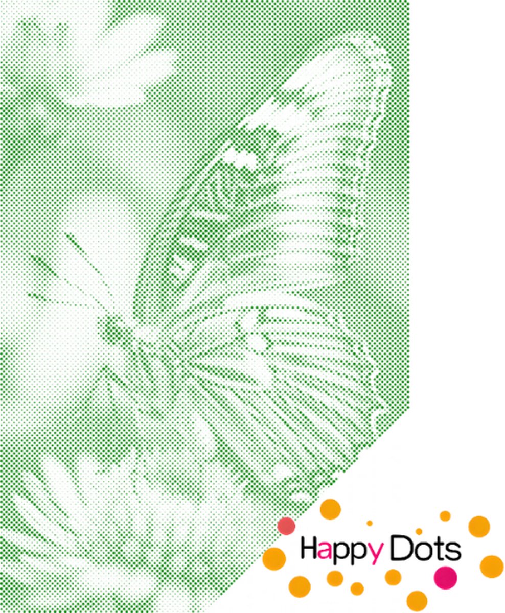 HappyDots DOT Painting Vlinder op bloem 60x80cm - Stippelschilderij Groen
