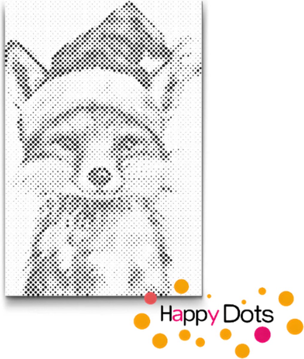 HappyDots DOT Painting Vos met Kerstmuts - Stippelschilderij 40x60cm