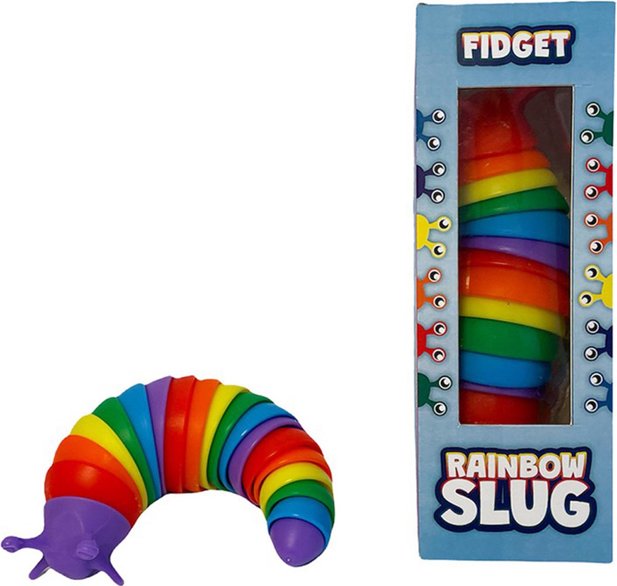 Fidget regenboog slak - Fidget toys - Rainbow slug - TikTok - 18,5 cm - Kunststof - multicolor