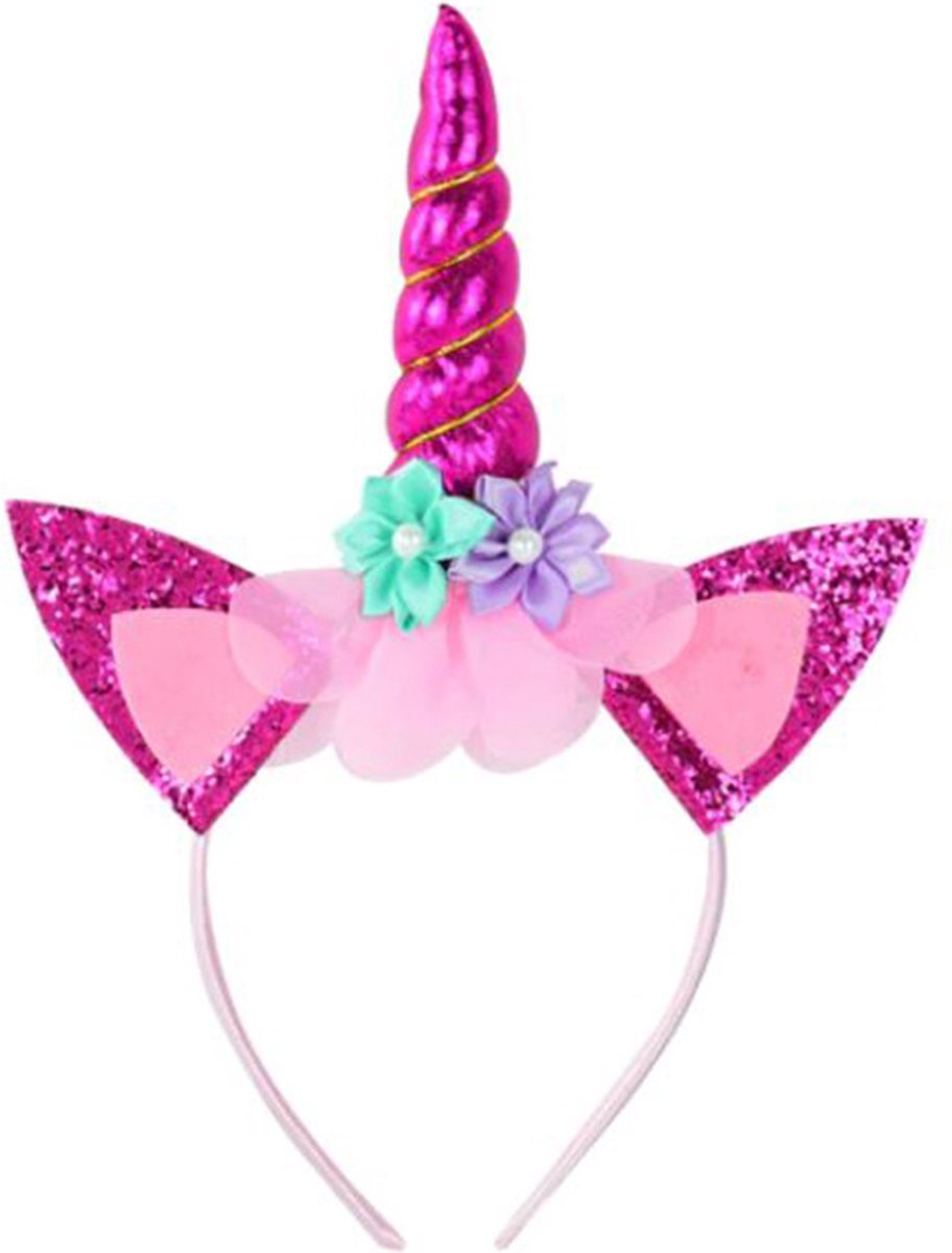 Unicorn haarband - eenhoorn diadeem meisje - tiara - verjaardagskroon - unicorn versiering - roze