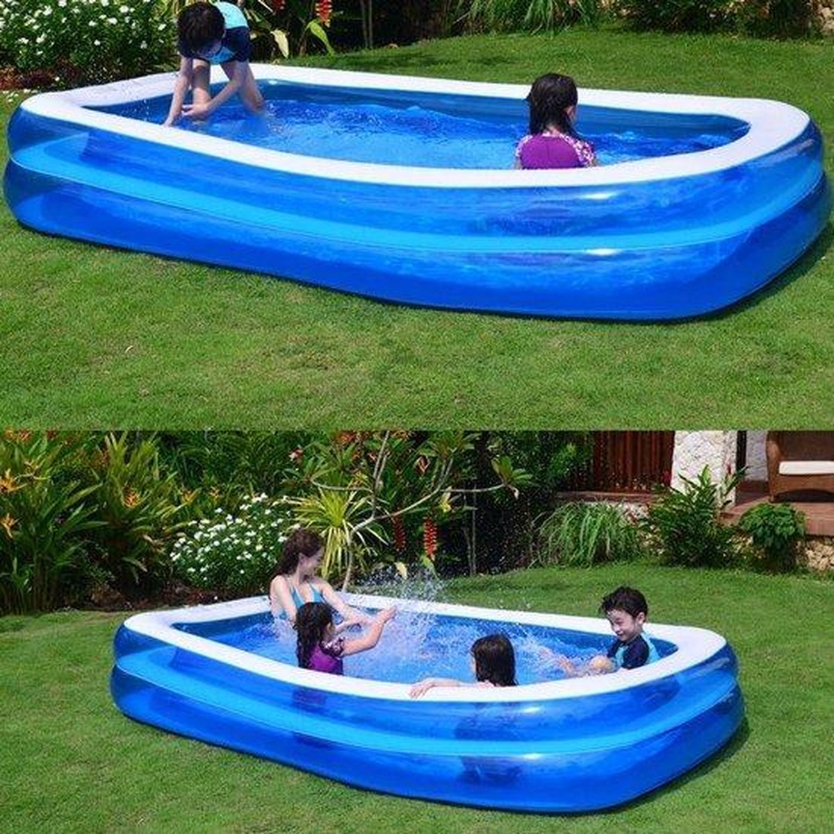 Happy Pool Grote Zwembad - Opblaasbaar Zwembad - 305cm x 175cm x 60 cm – 860+ Liter! - Blauwe Zwembad