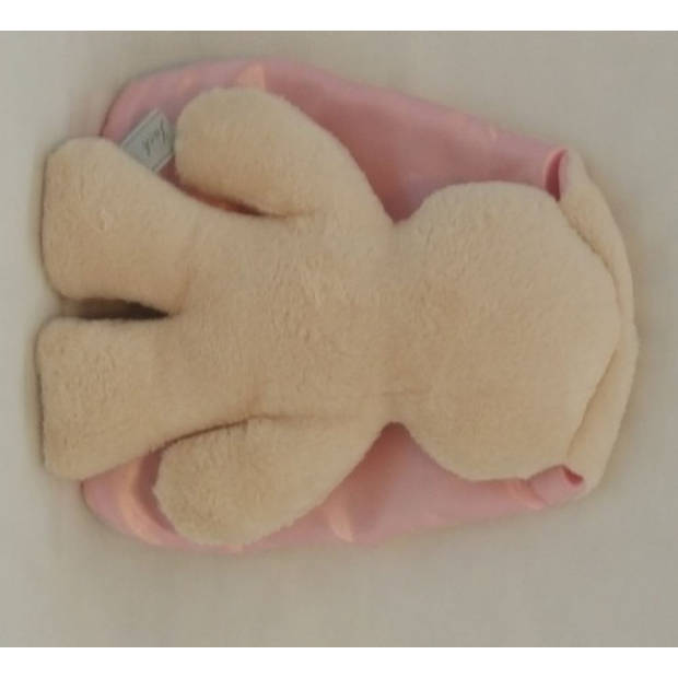 Harlekijn Snuggle Bunny beige met roze oren. 26 cm