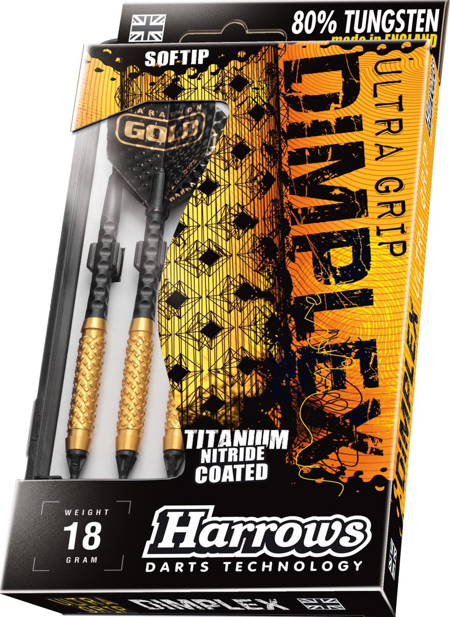 Harrows Dimplex Gold 80% Tungsten Softtip 16 Gk - Zwart - Dartpijlen