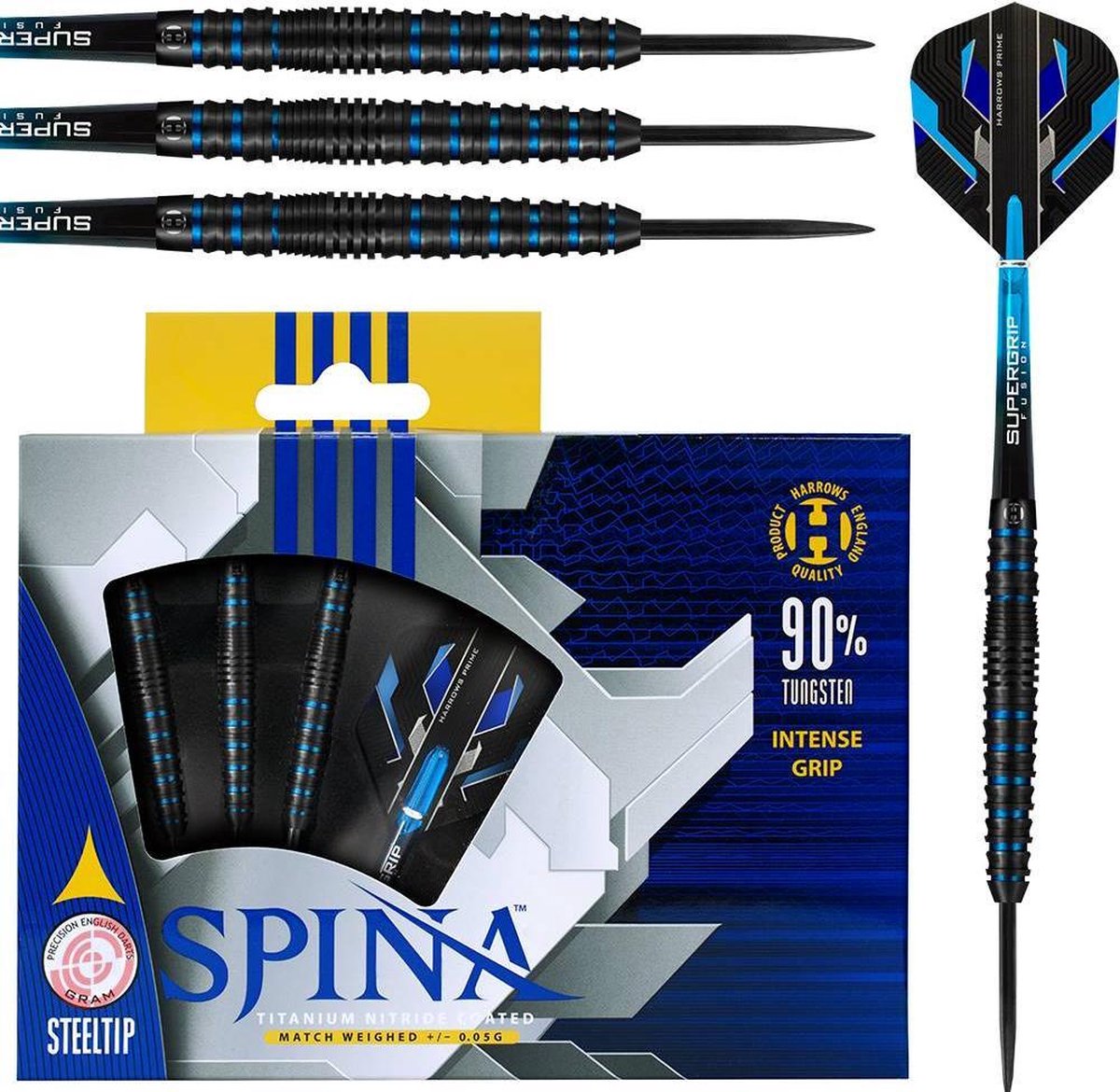 Harrows Spina Black & Blue 90% - Dartpijlen - 25 Gram