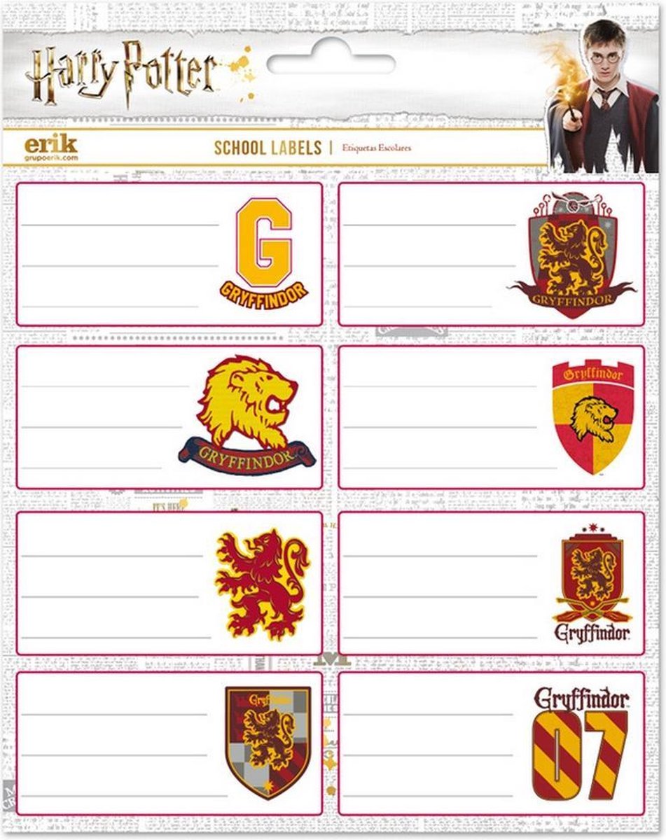 Harry Potter Etiketten Gryffindor 4 X 8 Cm Papier Wit 16 Stuks