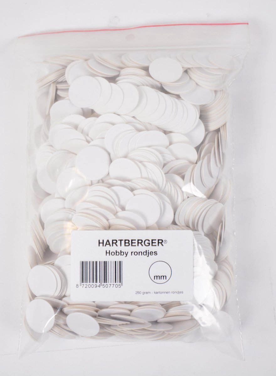   Hobby rondjes – 250 gram - diameter: 20 mm - DIY hobby knutsel karton rondjes - ook geschikt als labels kraftpapier