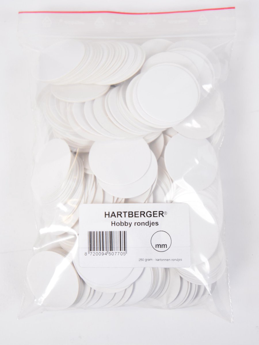   Hobby rondjes – 250 gram - diameter: 39,5 mm - DIY hobby knutsel karton rondjes - ook geschikt als labels kraftpapier
