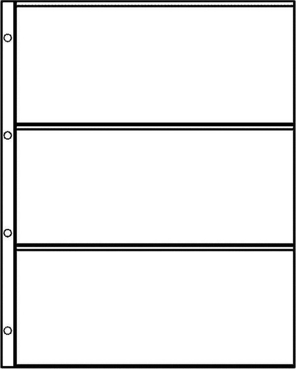   Systeemblad S-3 met 3 vakken (226 x 97 mm) 5 stuks insteekhoezen - insteekbladen voor de verzamelaar!