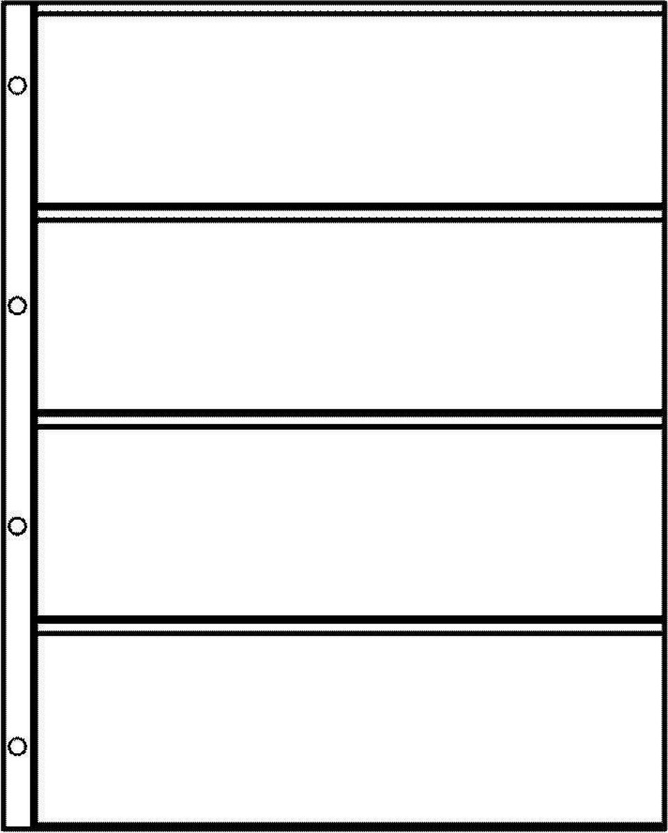 Hartberger Systeemblad S-4 met 4 vakken (226 x 73 mm) 5 stuks insteekhoezen - insteekbladen voor de verzamelaar!