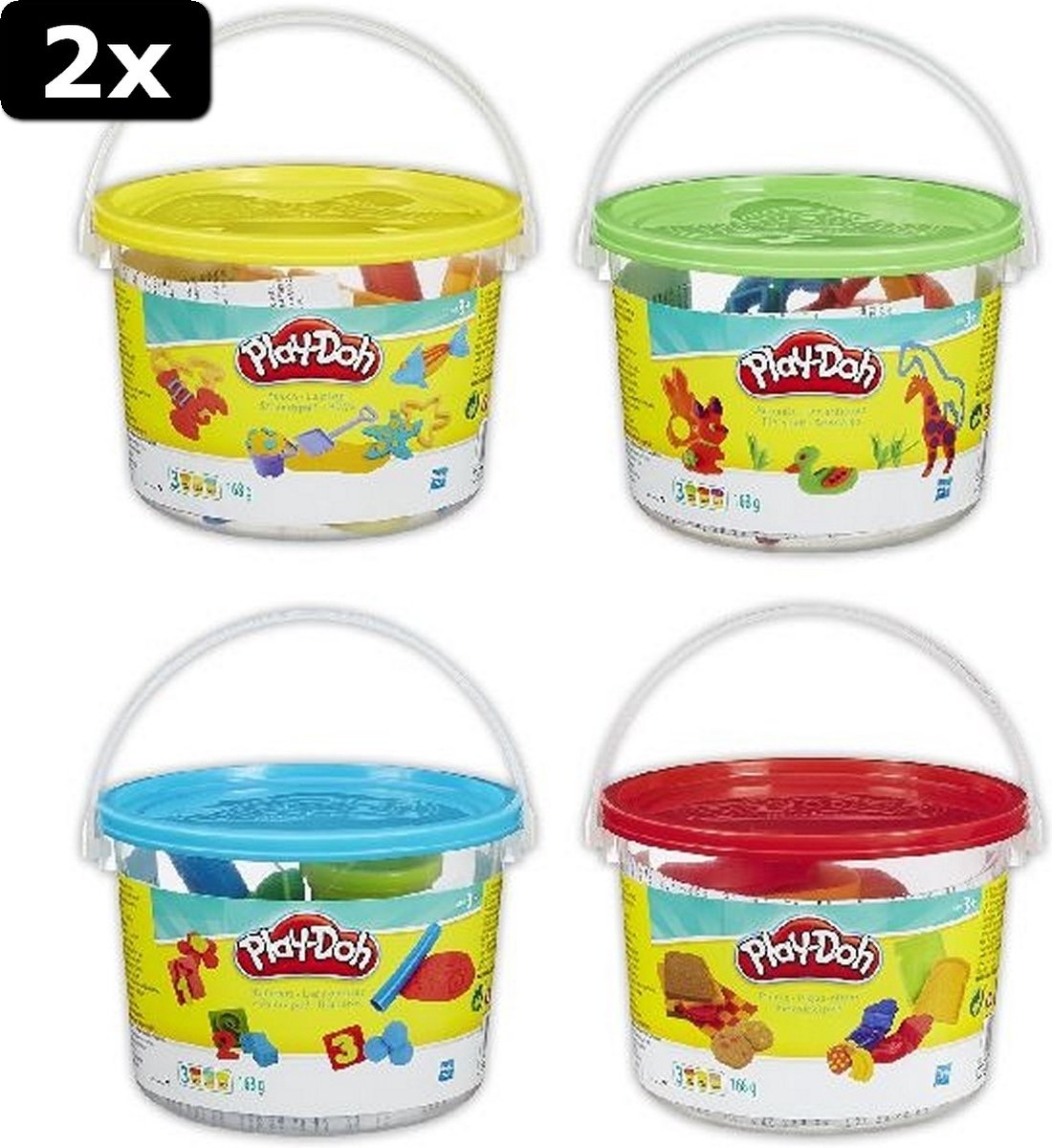 2x Play-Doh Mini Emmertje met 3 Potjes + Accessoires Assorti