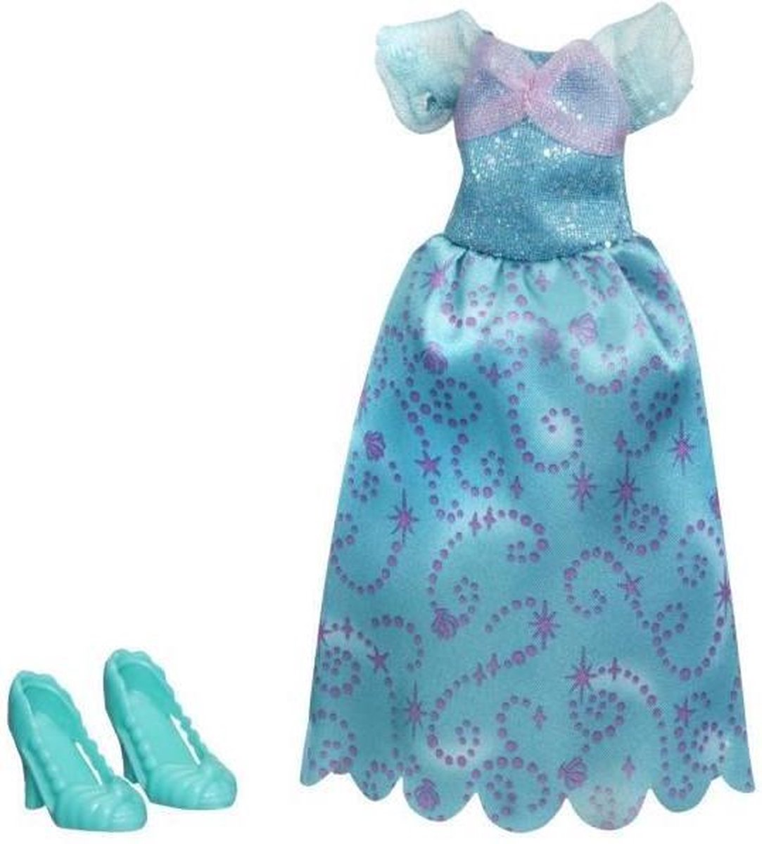 DISNEY PRINSESSEN - Jurk en schoenen GROEN - Kleding voor poppen 30cm