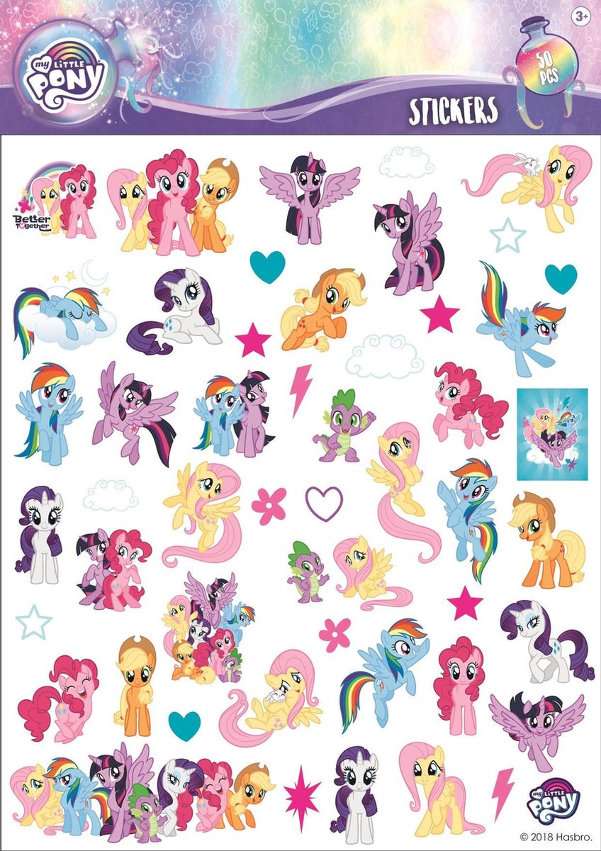 Hasbro Stickers My Little Pony Meisjes 25 X 21 Cm Lila 50 Stuks