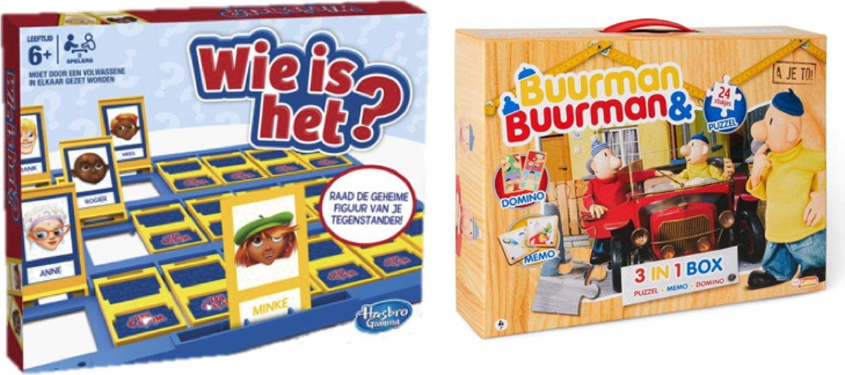 Kinderspelvoordeelset Buurman & Buurman 3 in 1 Box (Puzzel+Memo+Domino) - Buurman en Buurman & Wie Is Het? - Kinderspel