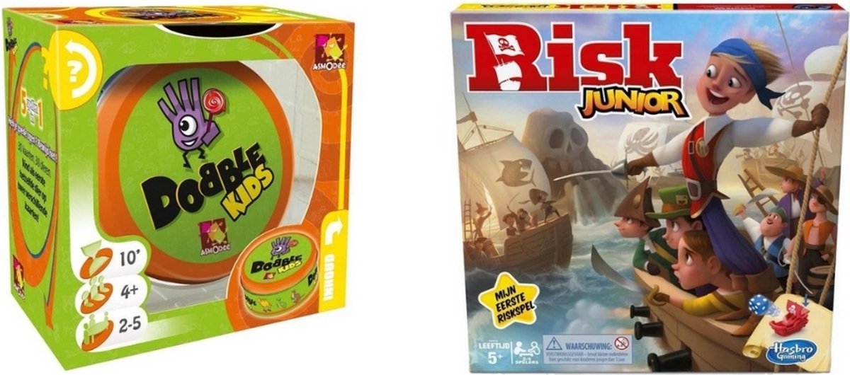 Spellenbundel - 2 Stuks - Dobble Kids & Risk Junior