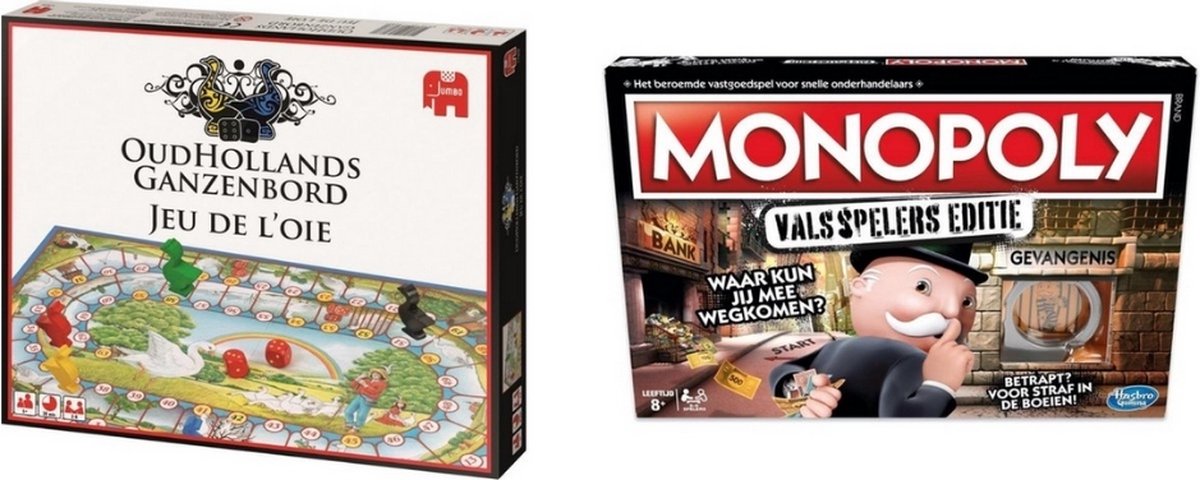 Spellenbundel - 2 Stuks - Ganzenbord & Monopoly Valsspelerseditie