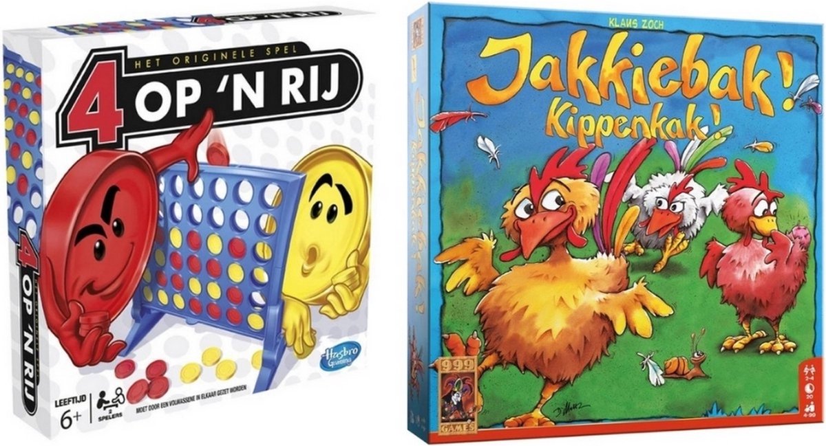 Spellenbundel - 2 Stuks - Hasbro 4 Op N Rij & Jakkiebak! Kippenkak!