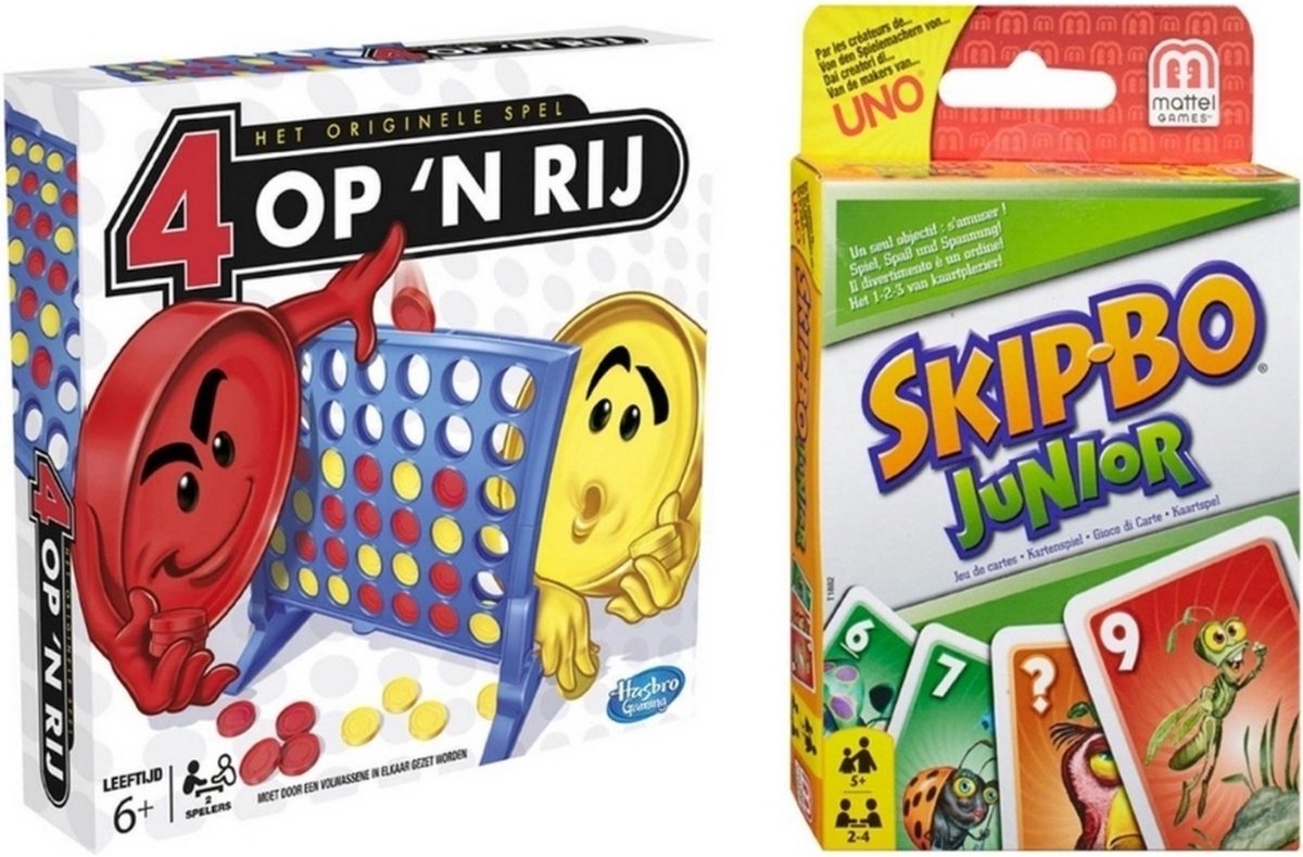 Spellenbundel - 2 Stuks - Hasbro 4 Op N Rij & Skip-Bo Junior