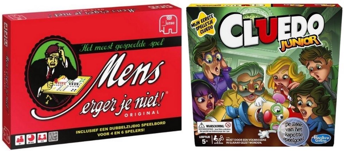 Spellenbundel - 2 Stuks - Mens Erger Je Niet & Cluedo Junior