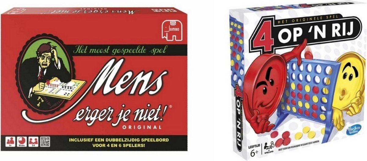 Spellenbundel - 2 Stuks - Mens Erger Je Niet & Vier op n Rij